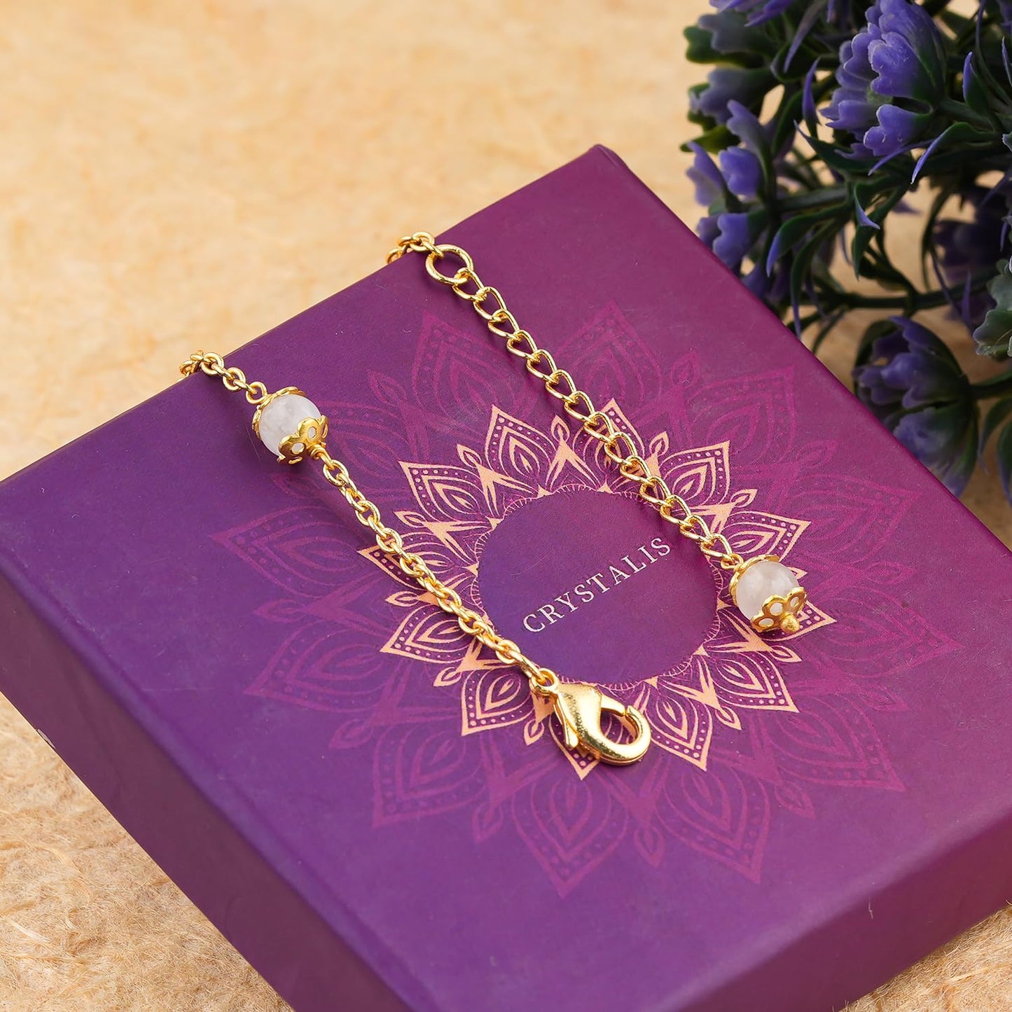 JEWEL OF ROCKS Trendsetting ROSE QUARTZ Anklet, Handmade Craft, Anklet Beads Bracelet, Chakra Healing Anklet, Gemstone Women Jewelry, Hypoallergenic Gold Plated Brass Anklet 9 inch + 1.5 inch (1pcs)