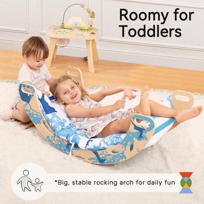 WINGYZ Pikler Triangle Set, Montessori Foldable 8-in-1 Jungle Gym with Reversible Animal Slide, Patent-Protected Climbing Set, Safe 2.35" Gap ASTM F963 Standards for Toddlers 18 Months-7 Years (Blue)