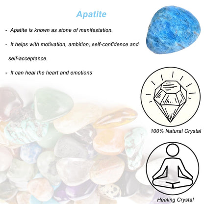 Erliway Apatite Healing Crystal Stones, 1.25-2.0" Large Reiki Healing Gemstones Natural Tumbled Polished Stones for Energy Witchcraft Therapy Meditation