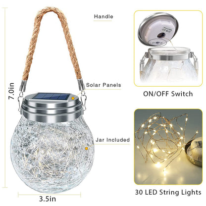 ROSHWEY Solar Lantern Gifts for Women, 2 Pack Hanging Garden Decor Lights Outdoor Waterproof with 30 LED for Halloween Christmas Easter Gift, L Size