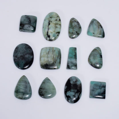 GEMKORA [20-30mm] (3-4pcs) Green Emerald Mix Shape Gemstones Cabochons, Jewelry Making Loose Gemstone, Polished Gems, DIY, Wire Wrapping, Reiki, Wikka, Healing Crystals, Bulk Gemstone Deal