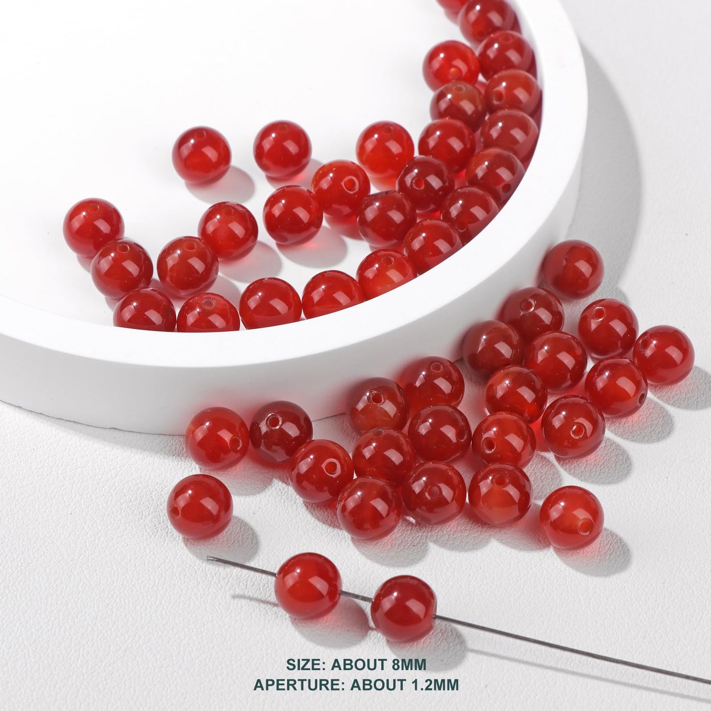 Risyfjew 50PCS 8mm Natural Carnelian Beads Gemstone Round Loose Beads for Jewelry Making Chakra Crystal Stone Beads for Bracelets Necklace Earrings Making Supplies (50pcs/Strand)