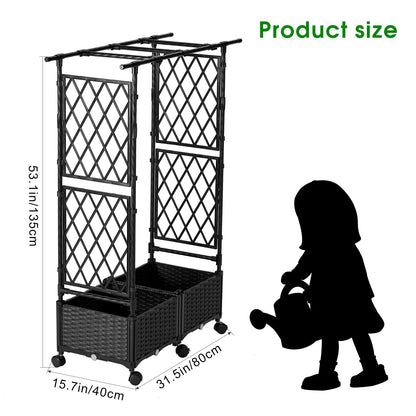 yotoworth Planter with Trellis Raised Garden Beds, 4.5ft Tall with Screen Indoor Outdoor, Vegetable Flower Privacy Planter Box for Backyard Balcony Patio, Black