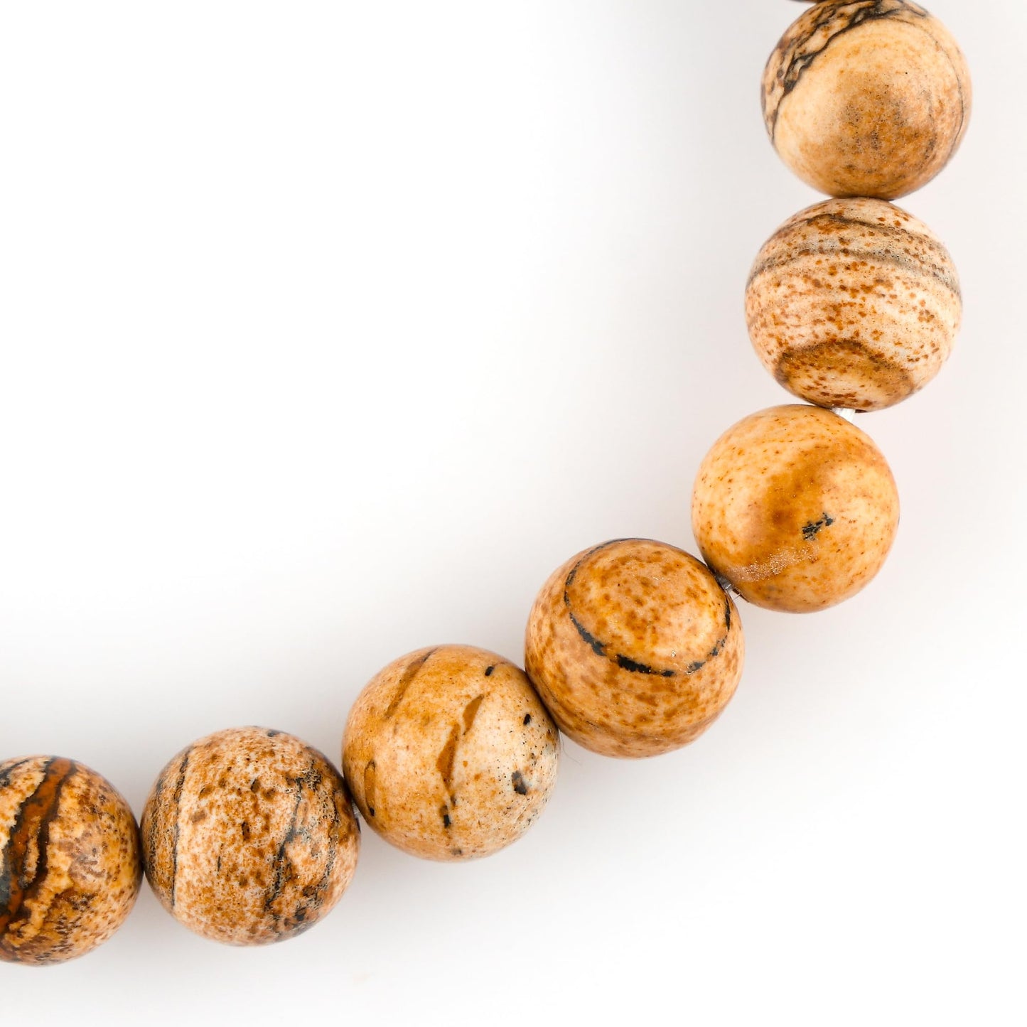 CRYSTALIS Elastic Stretch Picture Jasper Bracelet, Natural Beads, Chakra Healing Jewelry for Men & Women, Adjustable Bracelet, Gift Giving Bracelet, 7.25 to 7.50 inch