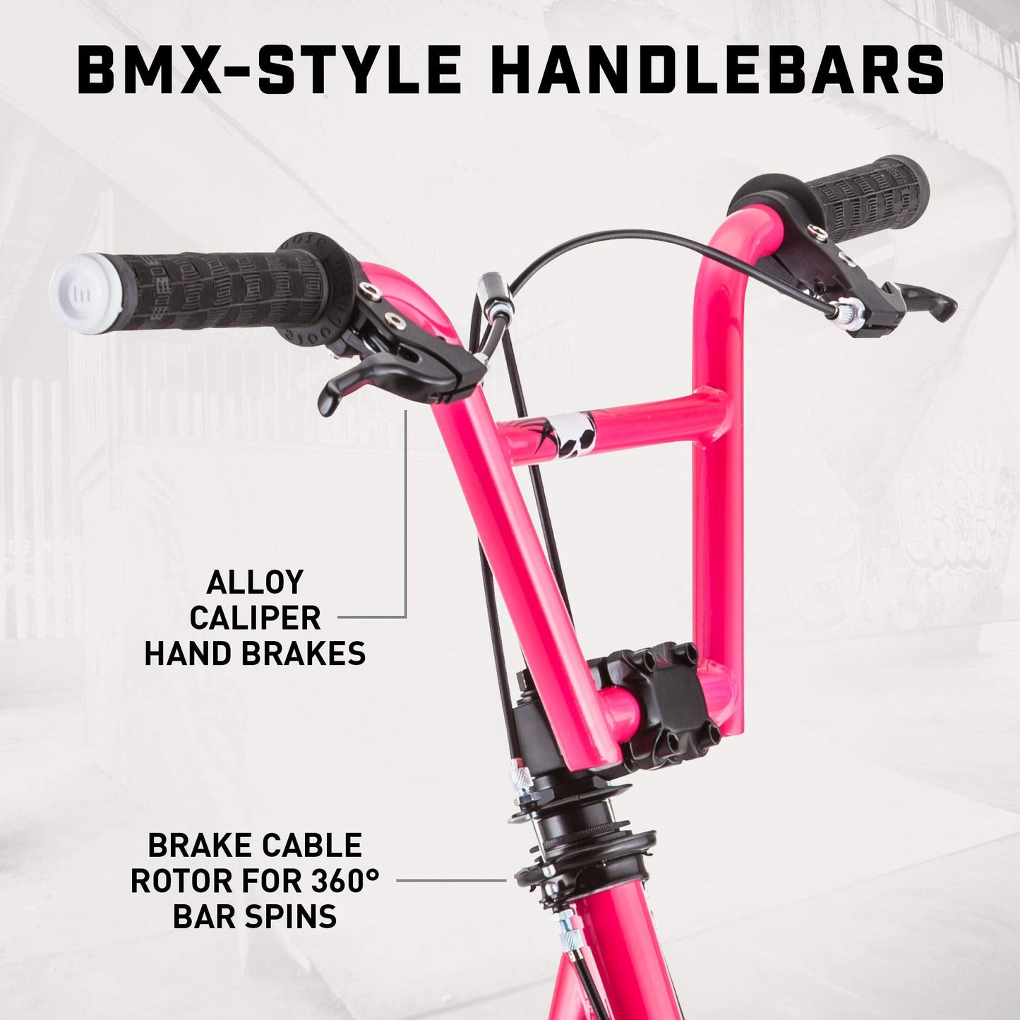 Mongoose Expo Scooter, Ages 6+, 12-Inch Air-Filled Wheels, BMX-Style Handlebars, Steel Frame, Wide Foot Deck, Axle Pegs, Freestyle Gyro Brake Rotor, Kick Scooter for Boys and Girls