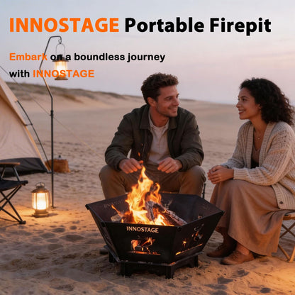 Fire Pit for Camping- 23Inch Small Collapsible Firepit for Patio Outside Wood Burning Outdoor Indoor BBQ Picnic Foldable Fire Pits Bonfire of Backyard Patio with Portable Tote Bag