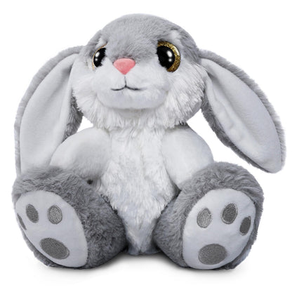 HO-EF 8.5" Bunny Stuffed Animal, 2 Sitting Bunny with Flappy Ears Plush Bunny Cute Stuffed Rabbit Plush Toy, Companion Easter Gift for Boys Girls Babies Kids (Pink+Grey)