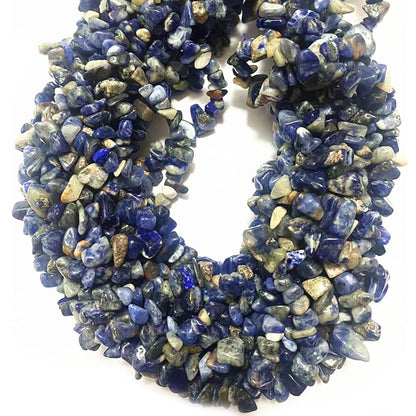 jodaying 7-8mm Natural Blue Sodalite Gemstone Chips Healing Gravel Bracelets Necklace Kit Irregular Tumble Stone Beads DIY Crafts Design Jewelry Making 32"