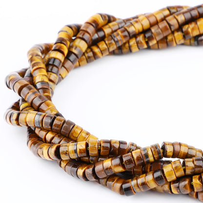 Natural Yellow Tiger's Eye Heishi Spacer Beads Loose Semi Precious Flat Round Gemstone Disc Shape Stone for Beading Jewelry Making 4x2mm 15.5"