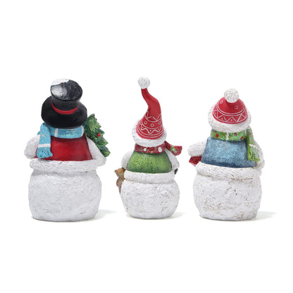 Hodao 3 PCS Christmas Snowman Family Decorations Xmas Snowman Figurines Winter Decor Handmade Figurines for Xmas Decor Gift - Christmas Party Home Decorations (Family)