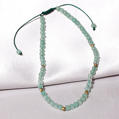 Jewever Aventurine Jade Anklet Bracelet for Women crystals and healing stones Essential Oil Diffuser Beach Foot Beaded Adjustable(8.5-10 Inches)