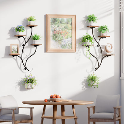 LATIBELL 2 Packs Wall Planters for Indoor Plants 8 Tiered Wall Mount Plant Holder Hanging Planters Wall Decor Living Room Plant Stand Indoor Wall Planter Plant Hanger Window Plant Shelves for Home