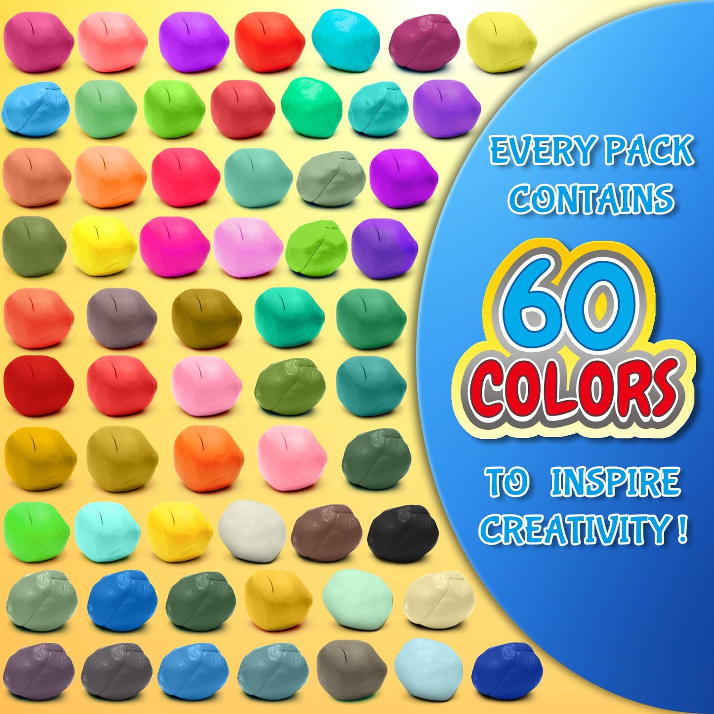 Magic Clay - Air Dry Clay 60 Colors, Modeling Clay for Kids with Tools, Soft & Ultra Light, Toys Gifts for Age 3 4 5 6 7 8+ Years Old Boys Girls Kids