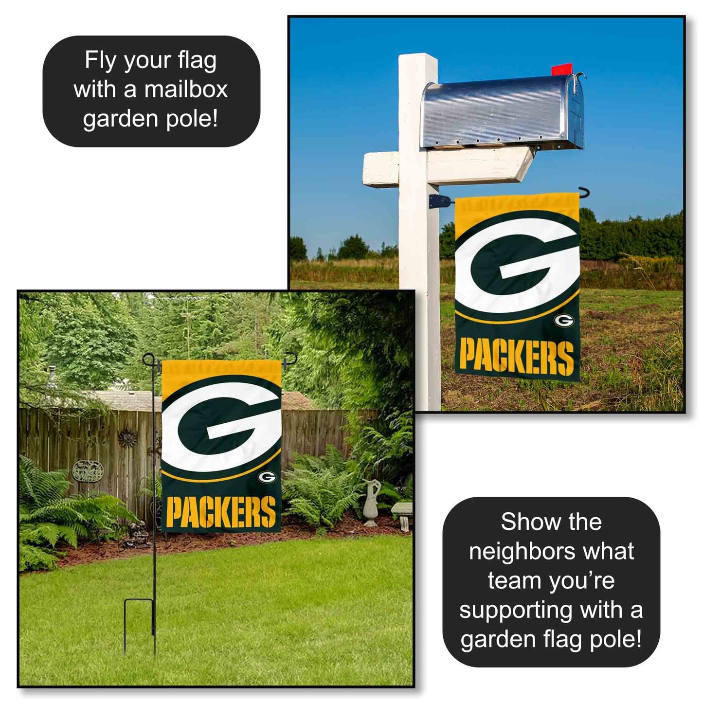 Green Bay Packers Large Logo Double Sided Garden Banner Flag