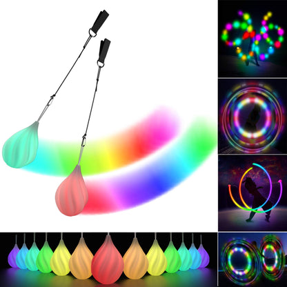 LED Poi Balls Set for Children and Adults - Luminous Premium Toy for Beginners & Professionals | LED Pois Kids Juggling | Juggling Set & Light Painting Accessories | Fire Poi Balls & Luminous Balls
