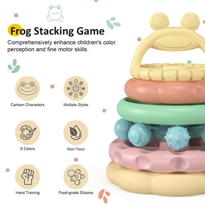 Baby Teething Toys 3-6 Months, Soft Silicone Stacking Rings Teether, 6-Piece Stackable Circles for Teething Relief Safe BPA-Free Teething Gift, Perfect Baby Shower & Birthday Present for Boys & Girls