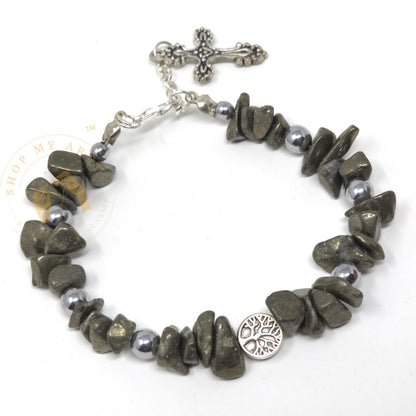 Shop My Arts Pyrite Bracelet for Women - Birthday Gifts for Women Mom with Authentic Crystals and Healing Stones