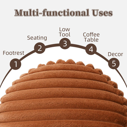 Artbloss Unstuffed Pouf Ottoman Soft Bean Bag Storage Farmhouse Pouf Cover 20x20x8 Inches Decorative Floor Footrest for Living Room Bedroom Outdoor (Caramel, Round)