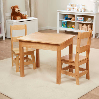 Melissa & Doug Solid Wood Kids Table and Chairs (2), Premium Quality Wooden Toddler Table and Chair Set for Kids Playroom Furniture & Montessori Classroom Furniture for Boys & Girls Ages 3+