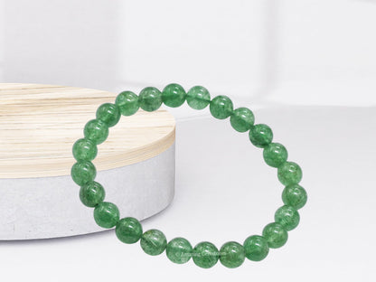 Amazing Gemstone Crystal Bracelet for Women Men's Gifts - Protection Healing Crystal Bracelet - 8mm Gemstone Beaded Stretchable Bracelet Pulseras Para Hombres Mujer Stocking Stuffers Mothers Day Gift (Green Strawberry Quartz)