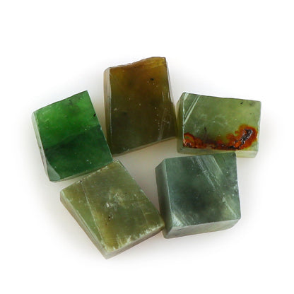CRYSTALINES 5pcs Wholesale Natural Raw Green Jade Gemstone, Untreated Rough Stone, Bulk Loose Supplies, DIY Crafts, Jewelry Making, Chakra Healing Crystals, Wire Wrap, Gem Collection, AAA Grade