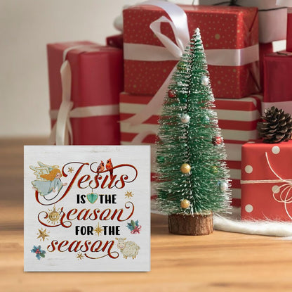 Jesus Cardinal Wooden Plaque Sign - Christian Christmas Decoration, Desk Decor 5 X 5 Inches
