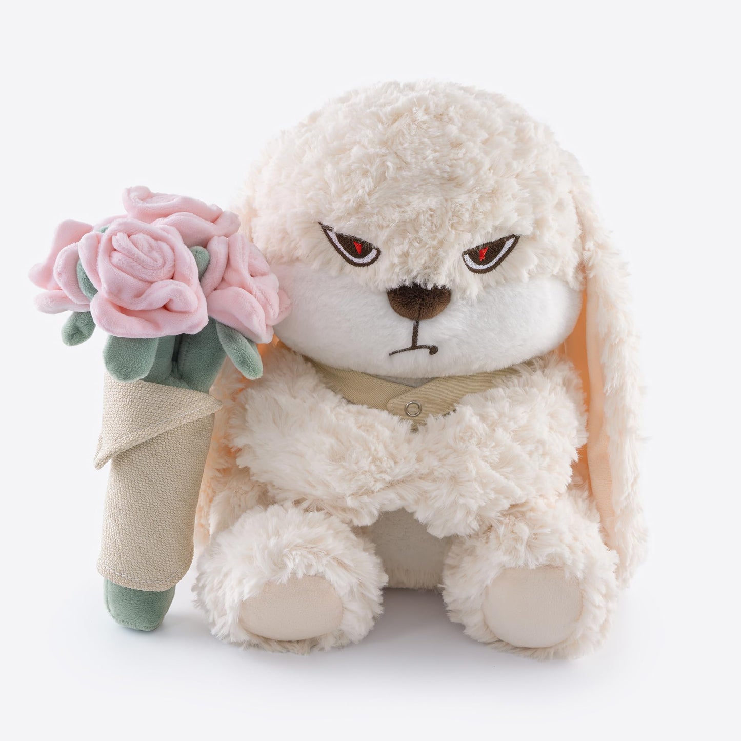 11.4" Adorable Bunny Plush Stuffed Animal - Hugging Rose Bouquet, Ultra-Soft Cuddly Toy, for Girls, Kids, Valentine's Day (White/Pink)-A Surprise that Never Fades