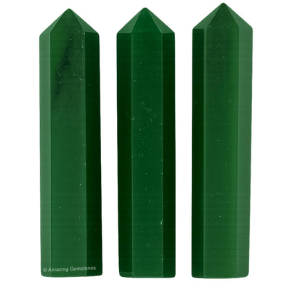 Amazing Gemstone Green Aventurine (Dark) Crystal Points Bulk Healing Crystals - Pack of 3 Single Terminated Healing Wand Point Bulk Crystals for Crafts, Crystal Grid, DIY Work - Premium Crystals