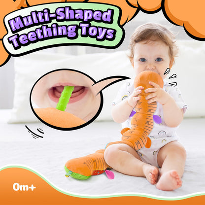 LIGHTDESIRE Baby Toys Musical Caterpillar,Stuffed Animals Infant Toys 3 6 12 Months Sensory Toys with Ruler Design,Crinkle&Rattles,Baby Teething Toy Tummy Time Boy Gifts Easter Basket Stuffer,Orange