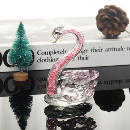 JATYFING Crystal Swan Decor Glass Figurine for Home for Wife Or Girlfriend (Pink)