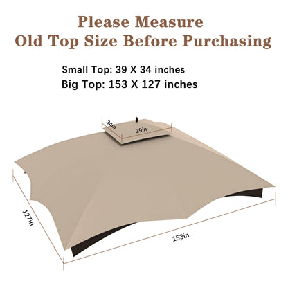SCOCANOPY Replacement Top for 10x12 FT Gazebo Massillon Biscayne,Cabin-Style L-GZ933PST,Turnberry L-GZ933PCO-L,Tuscany L-GZ933PST-K (Light Beige Ripstop)