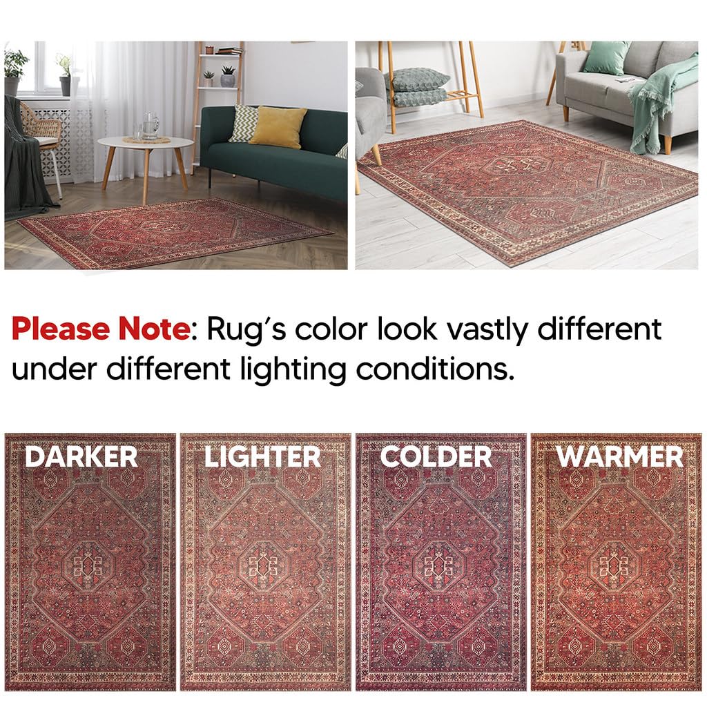 Keen Home Design 10x14 Rug - Machine Washable Area Rug with Non-Slip Backing, Ideal for Living Room, Dining Room, Bedroom - Vintage, Easy Clean, Durable, Low Pile Rug - (9'7" x 14')