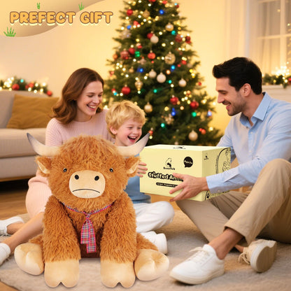 SuzziPals 43 inch Giant Highland Cow Stuffed Animals, Lifelike Big Cow Stuffed Animal for Stress Relief & Companion, Extra Soft Cute Plushies, Huge Emotional Support Plush Toys Gifts for Kids Adults