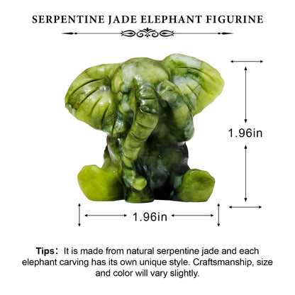 Apengshi Natural Crystal Figurine Elephant Raw Stone Jade Cute Figurine, Decorative Animal Statue (Cute Elephant)