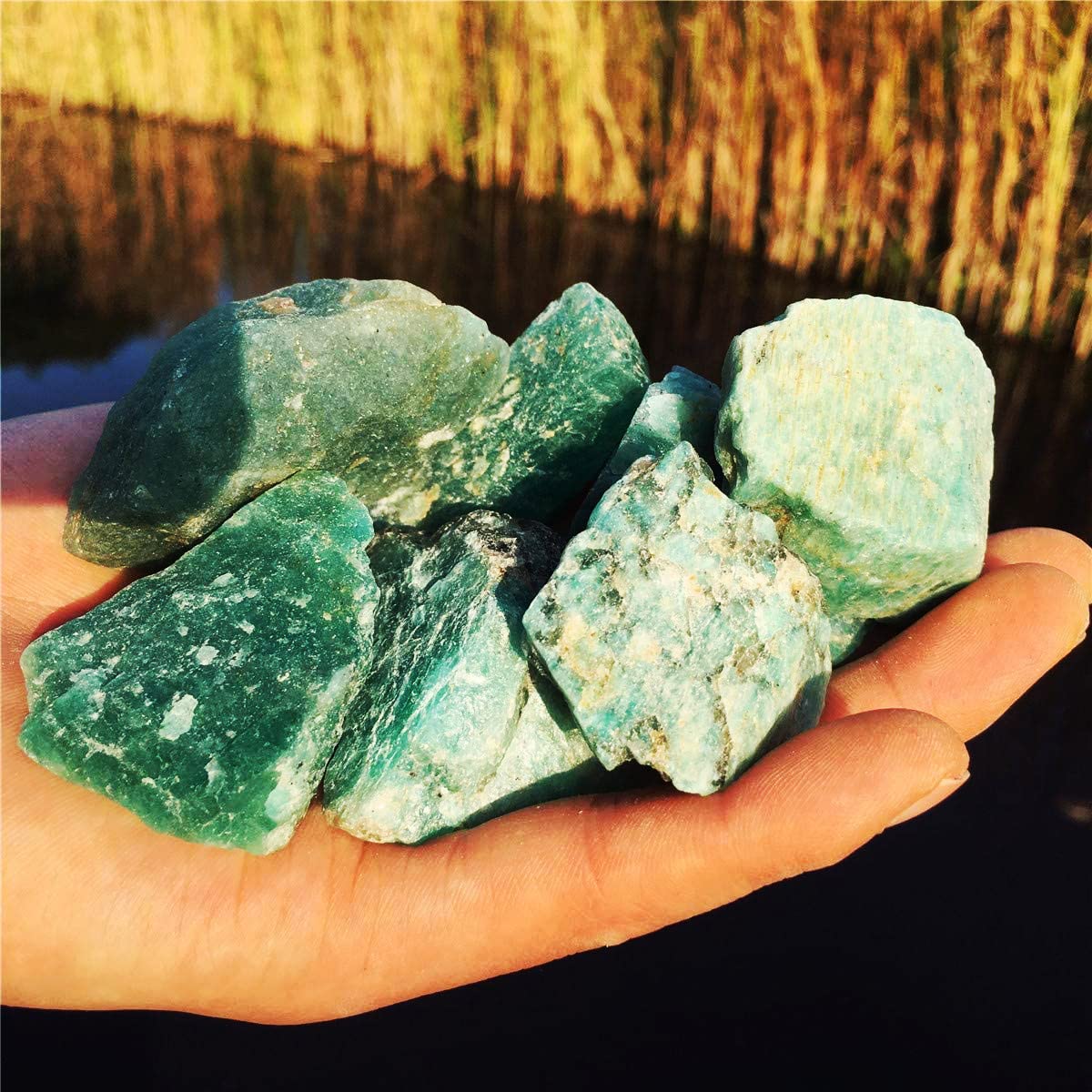 Simurg Raw Amazonite Stone 1lb ‌Aroma Stone Rough Amazonite Crystal for Cabbing, Tumbling, Cutting, Lapidary, Polishing, Reiki Crystal Healing