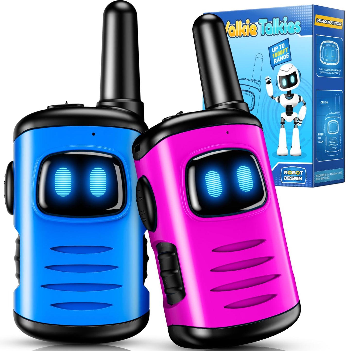 Toys for 3-8 Year Old Girls: comedyfun Mini Robots Walkies Talkies for Kids 2 Pack Birthday Gifts for 3 4 5 6 7 8 Year Old Girls Boys Camping Hiking Toys Age 4 5 6 7 8 Girl Boy