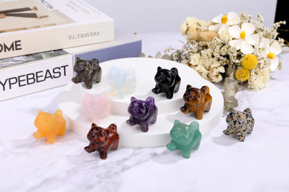 Top Plaza 1 PC Rose Quartz Crystal Cute Cat Figurine Gifts Carved Healing Lucky Home Decor Natural Gemstone Cats Collectibles Pocket Sculpture for Cat Lovers