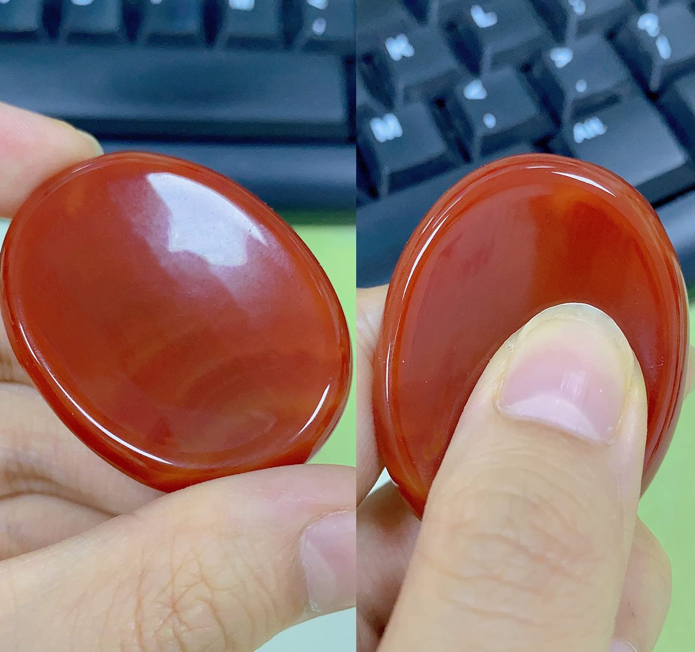 2PCS Worry Stone for Anxiety Red Carnelian Agate Lapis Lazuli Healing Crystals Hand Carved Thumb Stones Pocket Gemstones Meditation Oval Shaped Crystal Natural Reiki Relax Palm Stone Therapy Relief