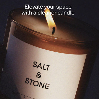 Salt & Stone Scented Candle for Women & Men | Coconut & Soy Blend Wax | Hand-Poured, Aromatic & Fragrant | 100% Cotton Wick | Long-Lasting 50 Hour Burn Time | Black Rose & Oud 8.5 oz