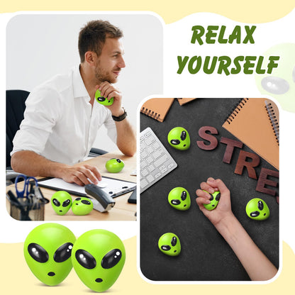 Wettarn 24 Pcs Mini Alien Stress Relief Balls Bulk Christmas Aliens Squeeze Ball PU Aliens Fidget Stress Toys Christmas Tiny Alien Toys for Xmas Birthday Party Gifts