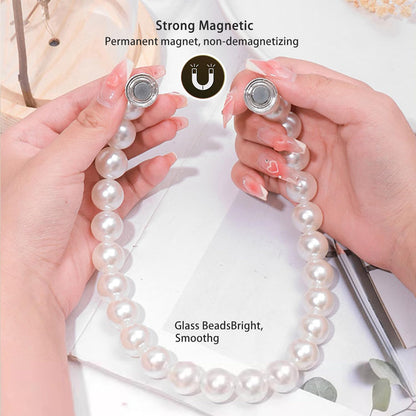 Magnetic Curtain Tiebacks, Curtain Holders for Bedroom Decor, 2 Pack Pearl Curtain Tiebacks for Home, Office, Window Decoration(White)