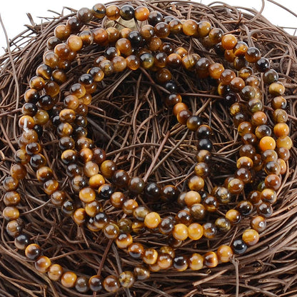 MASSIVE BEADS Yellow Tiger's Eye - Stone of Release Stress - Handmade Yoga Stretch Elastic Bracelet Natural Stone Crystal Healing Power Energy Gifts for Unisex Adult 4mm