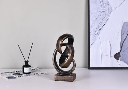 Modern Abstract Knot Sculpture, Artistic Mobius Inspired Resin Decor, Elegant Home and Office Decor, Perfect for Shelves, Desktops, and Mantles, Ideal Gift for Birthdays, Housewarmings (Bronze)