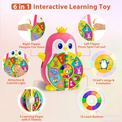 Toys for 1 Year Old Girl, Musical Penguin Learning Toy for Toddlers 1-3, Interactive Educational Toy with Lights & Sounds, First Birthday Gifts for 1 2 Year Old Girls Boys, Baby Toys 12-18 Months