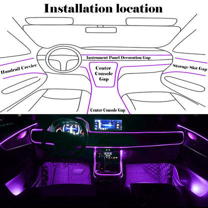 DEHERANE Interior Car LED Strip Lights, RGB 6 in 1 Ambient Lighting Kits with 315 inches Fiber Optic, 16 Million Colors Car Interior Lights with Wireless APP and Remote Control, Sync to Music