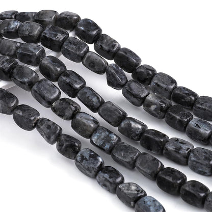 BEADIA Natural Black Spectrolite Cuboid Stone Loose Semi Gemstone Beads for Jewelry Making 8mmx12mm 38cm/Strand