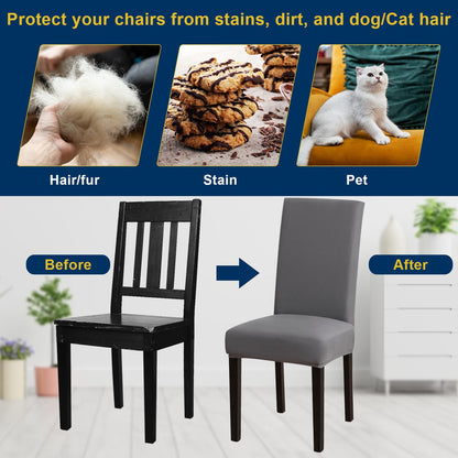 Fafua Chair Covers, Stretch Kitchen Dining Room Chair Covers Set of 6, Removable Washable Dining Chair Slipcovers for Home, Hotel, Banquet