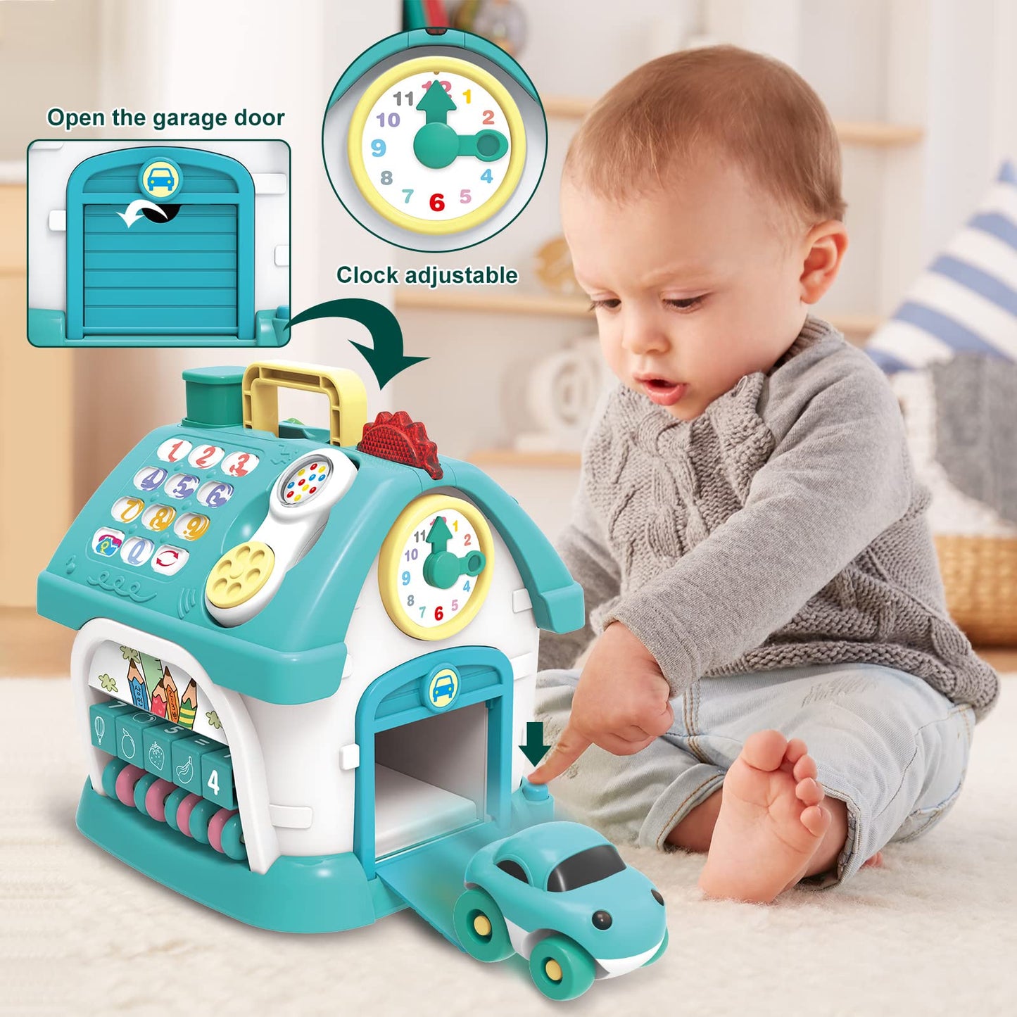 Ming You Toys for 1 Year Old Boys Gifts, 8 in 1 Functional Musical House Educational Baby Toys 12-18 Months Montessori Toy for One Year Old Boy Birthday Gifts