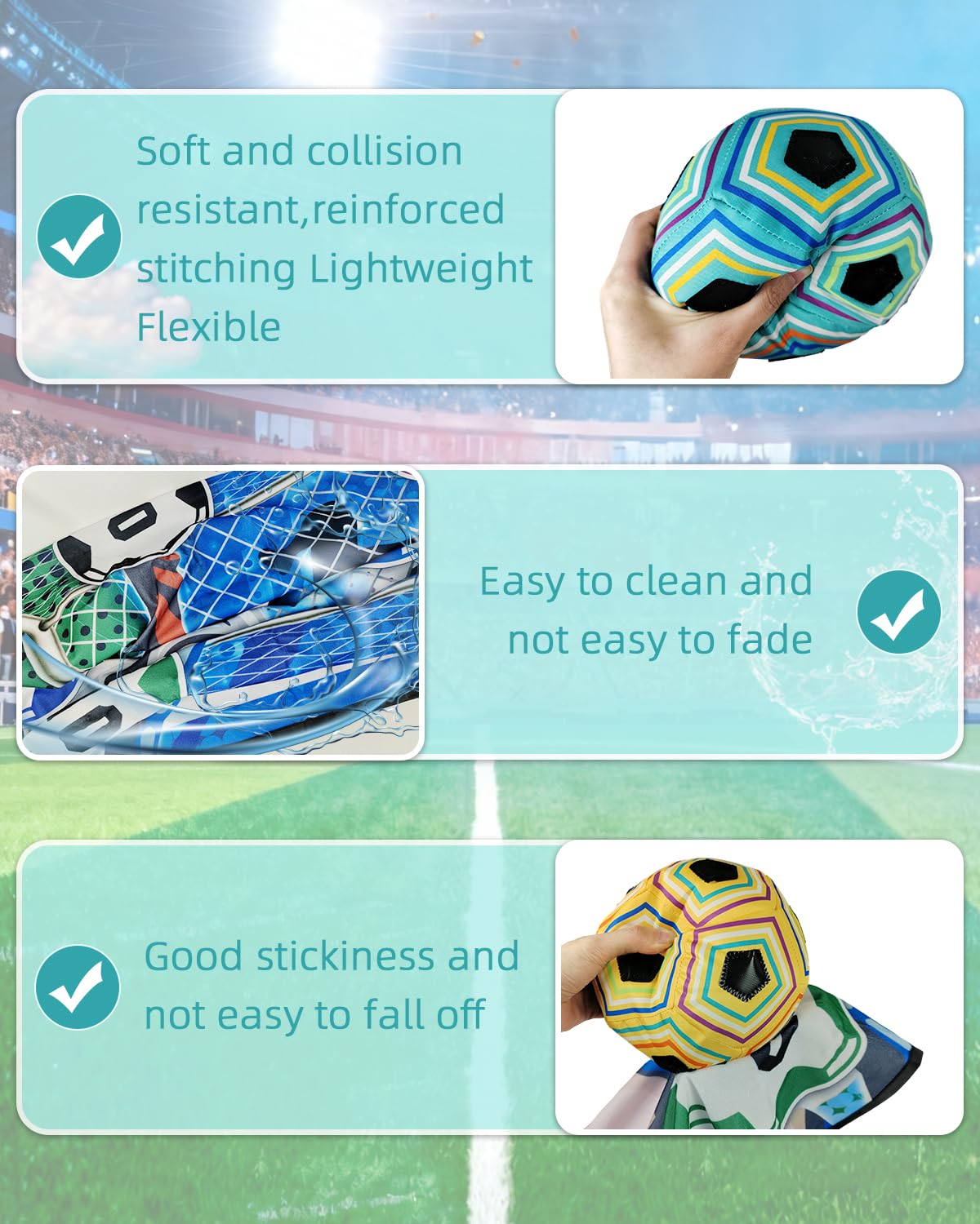 3 Balls Sticky Soccer Game Set Soccer Toy Gift for 3-5 6-8 8-12 Boys and Girls Indoor Outdoor Backyard Toss Soccer Goal Games for Kids Birthday