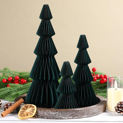Christmas Decorations- 3PCS Honeycomb Christmas Tree DIY Table Centerpiece Set for Xmas Holiday Fireplace Table Party Decor (Green)